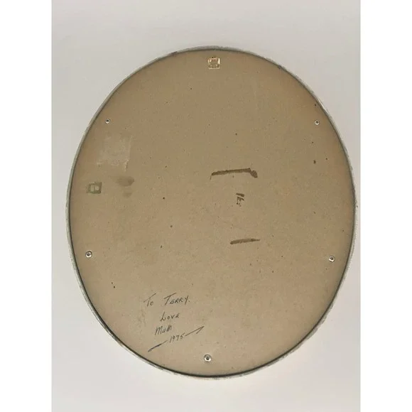 Vintage 1975 Holly Hobbie Folk Art Embroidery Oval Frame Signed Handmade Purple - Picture 8 of 9